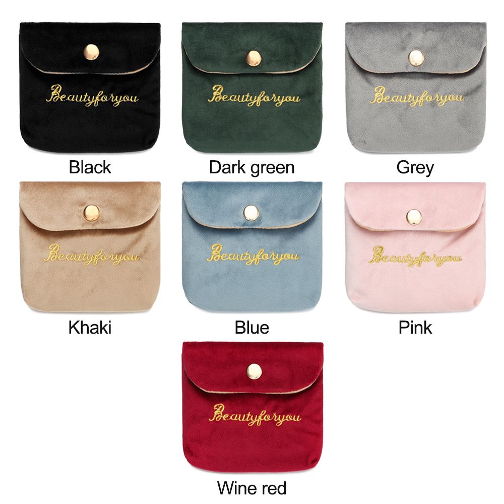 LAKAMIER Portable Velvet Storage Bag Sanitary Napkin Pads Tampons Organizer Pouch Coin Purse Card Holder Headphone Case