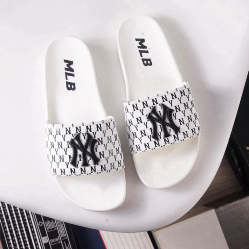 Dép Mlb quai ngang thêu, unisex, mang êm chân, đế bền, phù hợp mang đi học đi chơi đi dạo, đế chống thấm