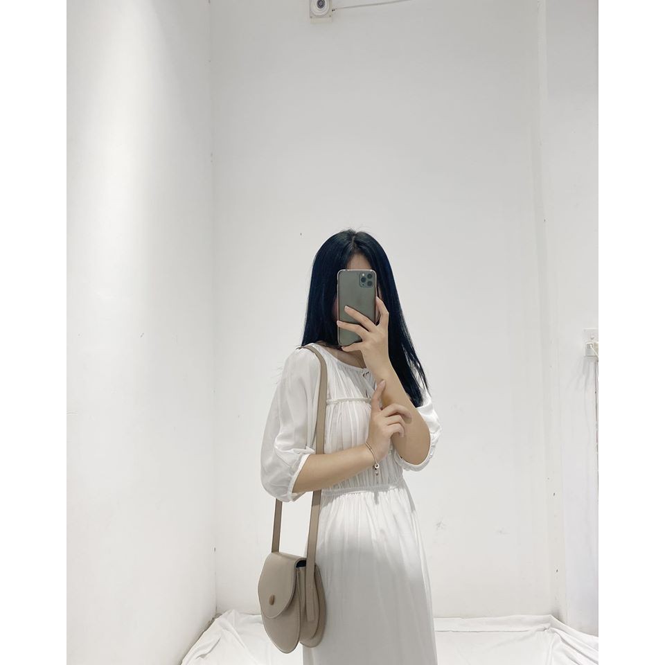 (FREESHIP) Đầm trắng suông dài cổ tròn Ulzzang