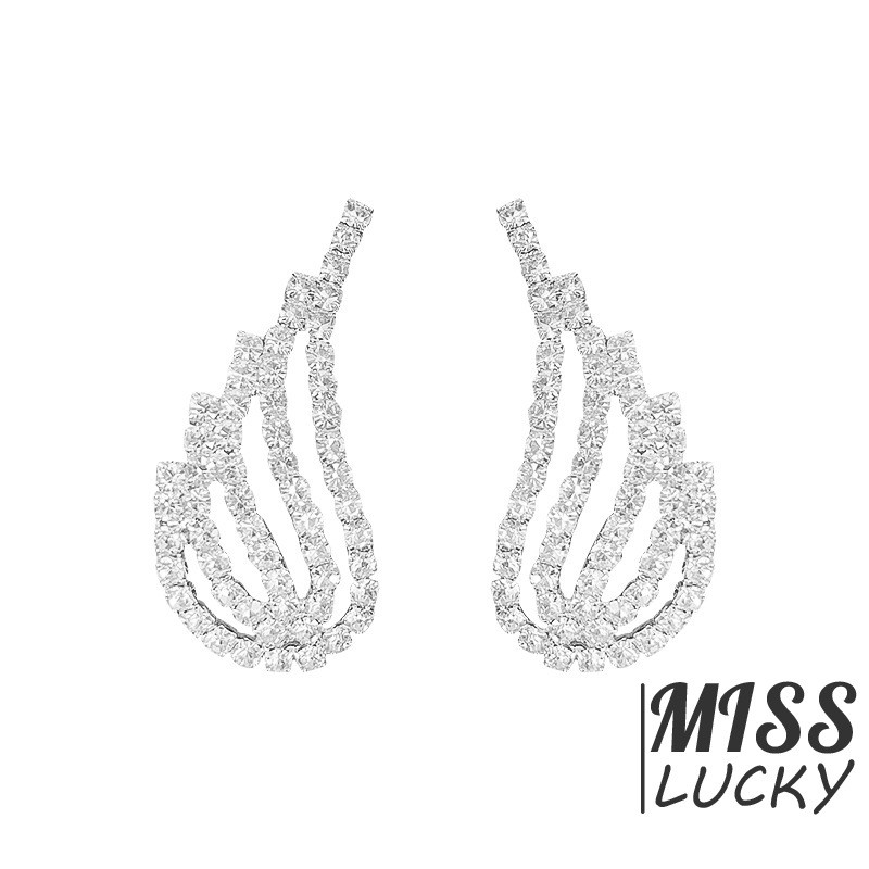 Khuyên Tai Mạ Bạc 925 Hình Đôi Cánh Thiên Thần Đính Đá Thời Trang Cho Nữ