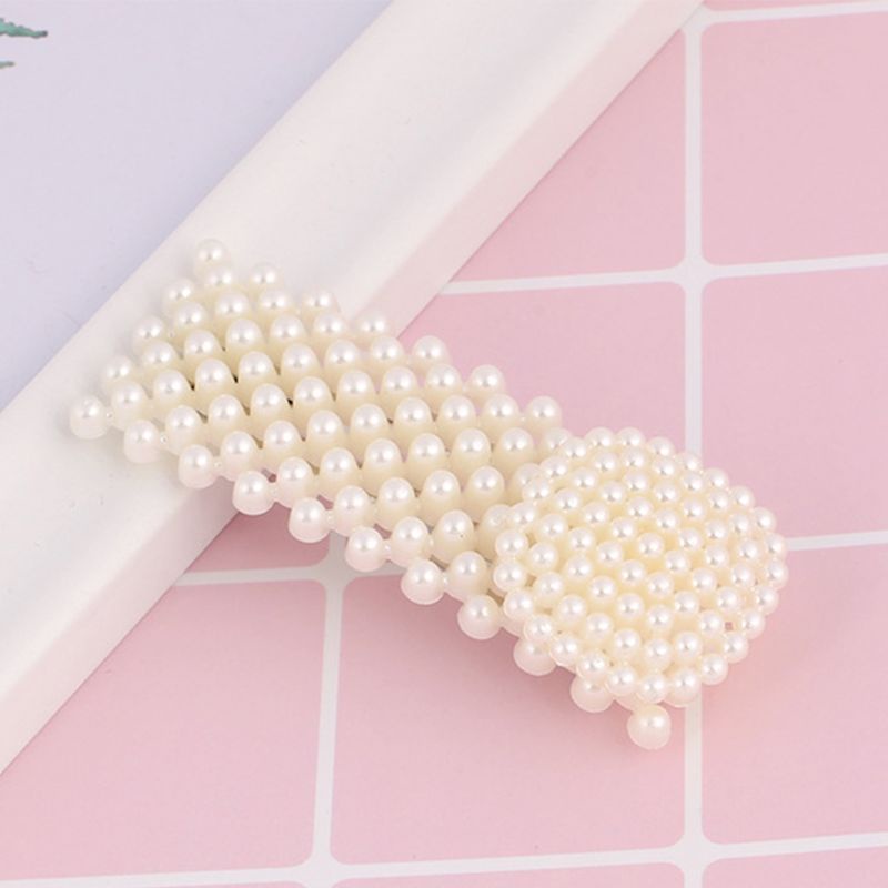 Kẹp Tóc BB Đính Ngọc Trai Giả Hình Học Cho Nữ