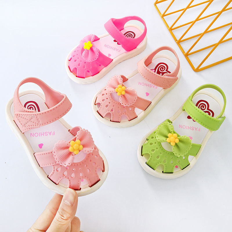 【Nghe được】Cô gái sandals công chúa mềm mềm chống trượt, ảo thuật dán nơ hoa hoạt hình dép PAPAYA