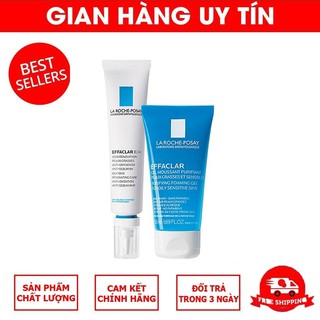 Bộ đôi kem dưỡng giảm mụn đầu đen, bóng nhờn La Roche-Posay Effaclar K+ 40ml và Gel rửa mặt dành cho da dầu mụn 50ml