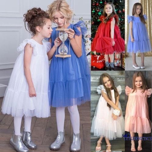 ❤XZQ-New Fashion Cute Kids Sundress Baby Girls Wedding Bridemaid Birthday Party Dress