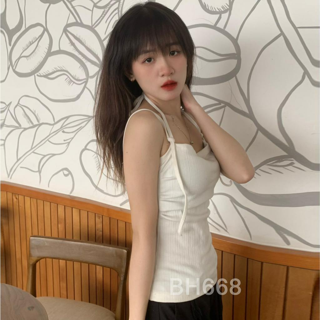 Aó hai dây tanktop màu hồng baby thời trang hè 2023 trẻ trung năng động