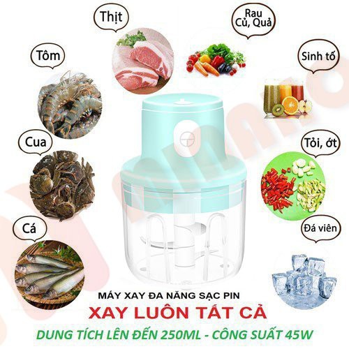 Máy Xay Tự Động Mini Minaho - Máy Xay Tỏi Ớt Cầm Tay Siêu Khỏe - Xay Đồ Ăn Dặm, Rau, Củ, Quả, Thịt Tiện Lợi