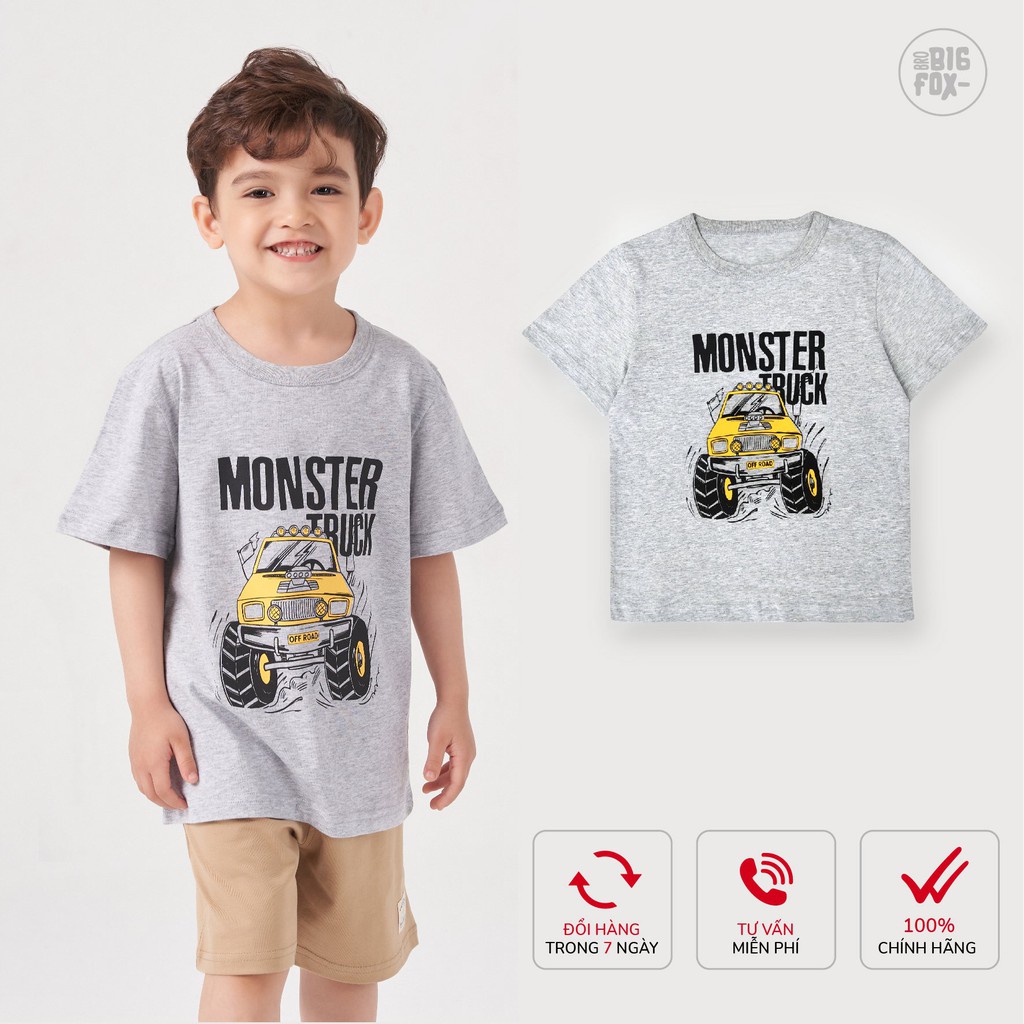 Áo bé trai cộc tay BIGFOX - MISS MEOW, áo phông cho bé mặc mùa hè chất liệu cotton size 3,4,5,6,7,8 tuổi QATE 03