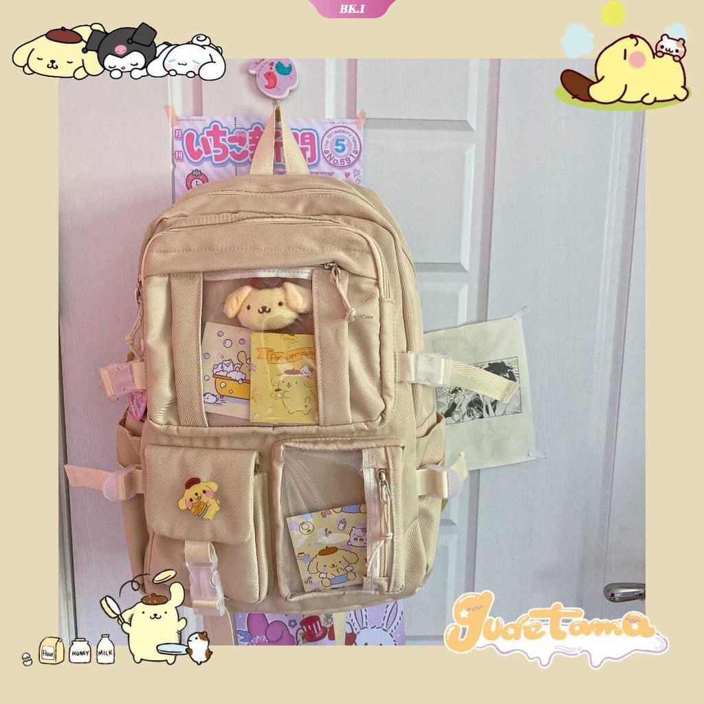 Ba Lô Họa Tiết Hoạt Hình Kuromi My Melody Cinnamonroll Dễ Thương Nhiều Ngăn Tiện Dụng Mang Theo Du Lịch Cho Nữ