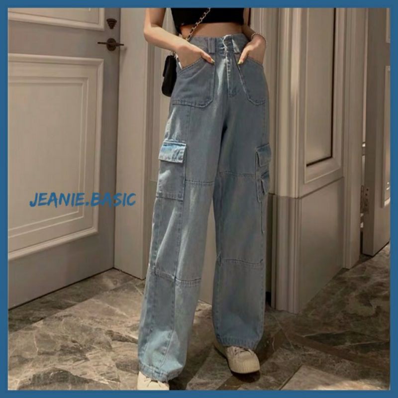 [ CÓ KÈM HÌNH THẬT] Quần jean túi hộp - Quần suông ống rộng túi hộp ullzzang hottrend | BigBuy360 - bigbuy360.vn