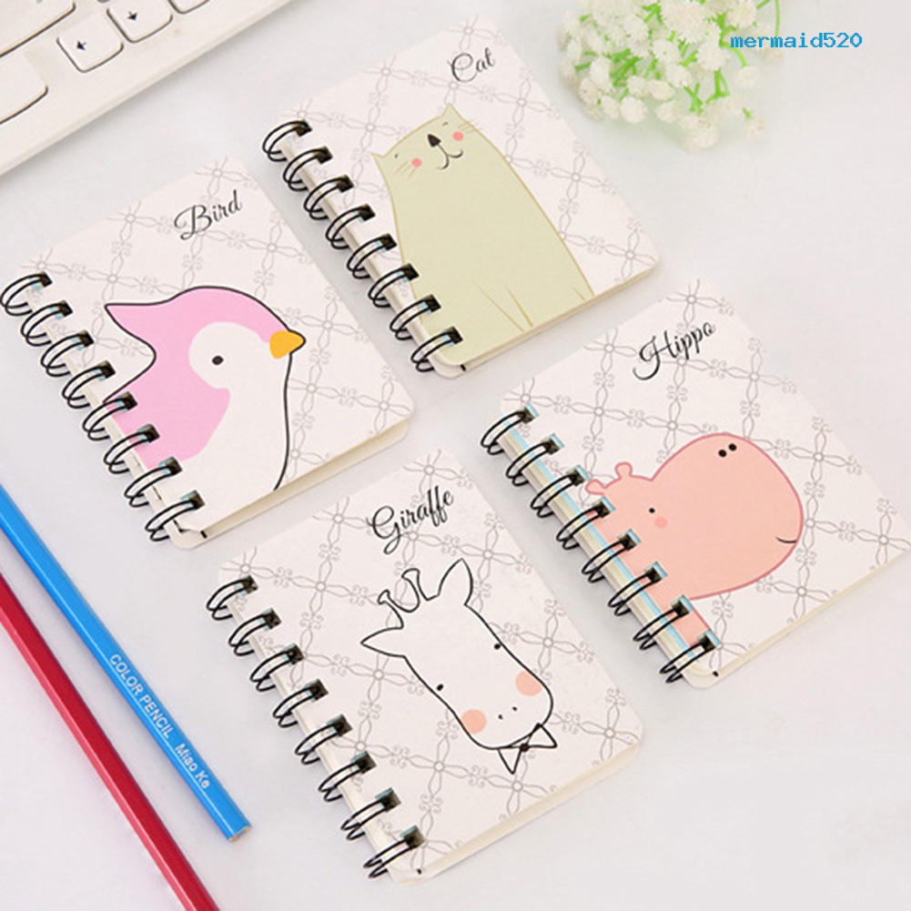 MM 80Sheets Mini Cute Cartoon Animal Spiral Notebook Coil Book Office School Supply