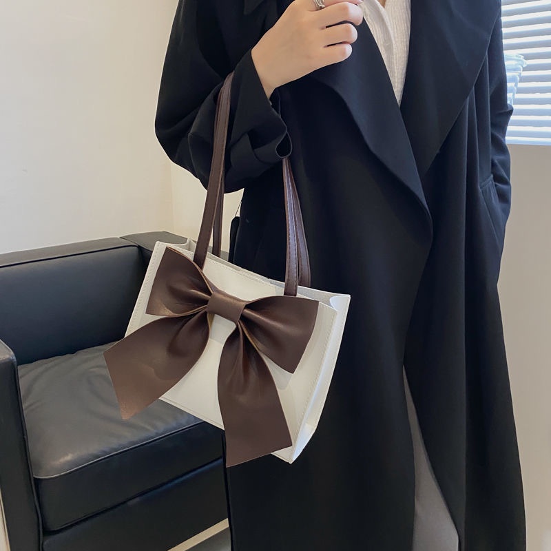 Túi Đeo Chéo Vai Hình Vuông Cỡ Lớn Gắn Nơ Dễ Thương Phong Cách Hàn Quốc Dễ Thương Cho Nữ