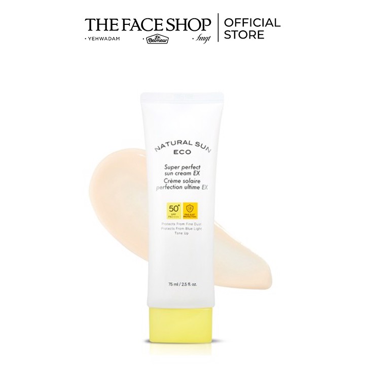 Kem Chống Nắng Chống Bụi Mịn Ánh Sáng Xanh THEFACESHOP NATURAL SUN ECO SUPER PERFECT SUN CREAM EX SPF50+ PA++++ 45ml/75m