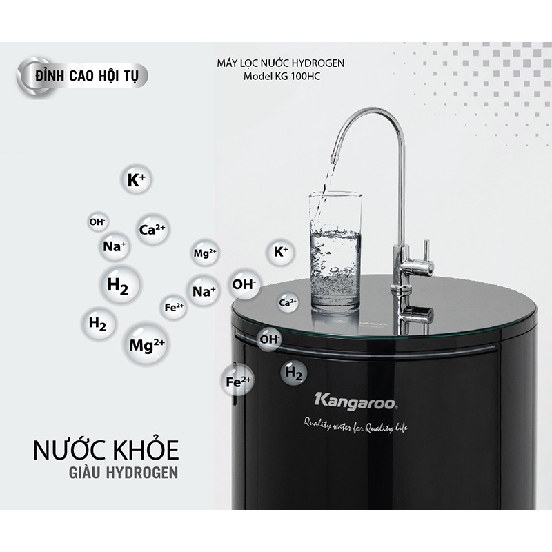 Máy lọc nước RO KANGAROO chính hãng KG100HC HYDROGEN 10 cấp lọc - Bao gồm tủ cường lực