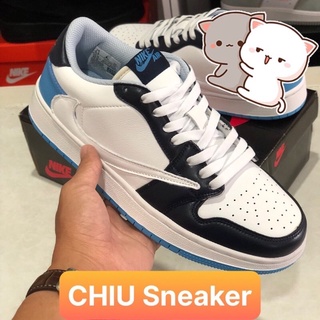 Giày Sneaker jd1 travits cổ thấp xanh dương phiên bản cao cấp giày thể thao Jordan 1 low xanh dương