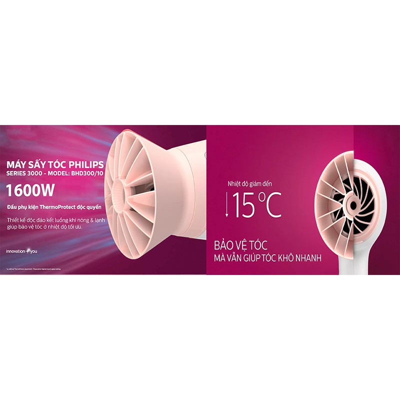 Máy Sấy Tóc Philips BHD300/10 - 1600W Có Sấy Mát