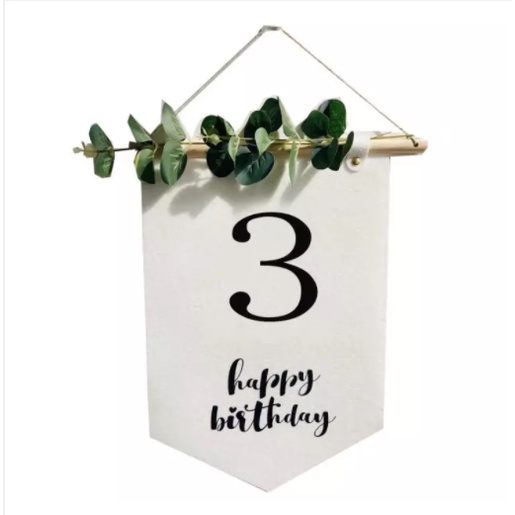 ( Tặng móc treo) Banner in số tuổi sinh nhật kèm lá decor Hàn Quốc Phụ kiện trang trí sinh nhật đẹp happy birthday