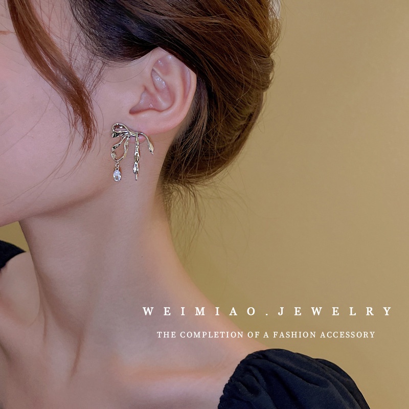 Bông Tai Hình Giọt Nước Bằng Kim Loại Đính Đá Zircon 2022