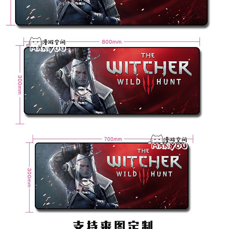 ♥❤❥The Witcher Silia Geralt Witcher 3 Wild Hunting Oversized Mouse Pad Custom Locked Edge Keyboard Table Mat