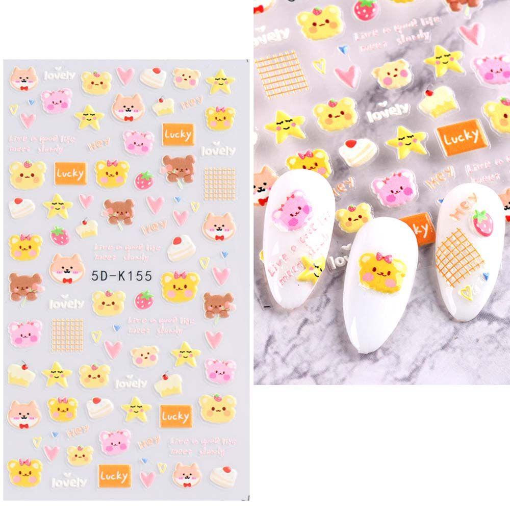 [Hàng mới về] Miếng dán trang trí móng tay nghệ thuật dập nổi thiết kế 5D họa tiết hoạt hình dễ thương