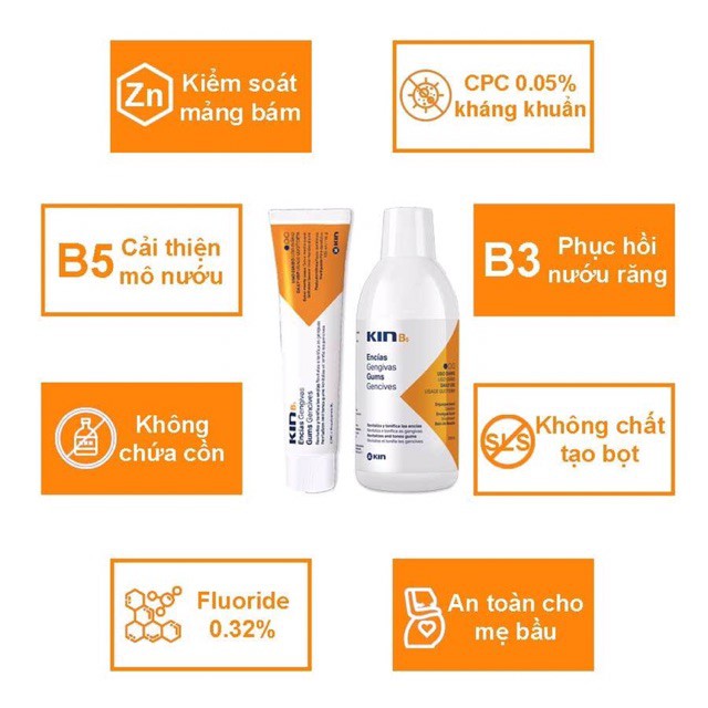 [NOWSHIP] Kem đánh răng KIN B5 125ml phục hồi nướu, làm sạch mảng bám, tránh tái lại viêm nướu  [dvcareshop]