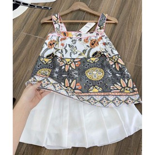 Set áo thổ cẩm mix chân váy xếp ly