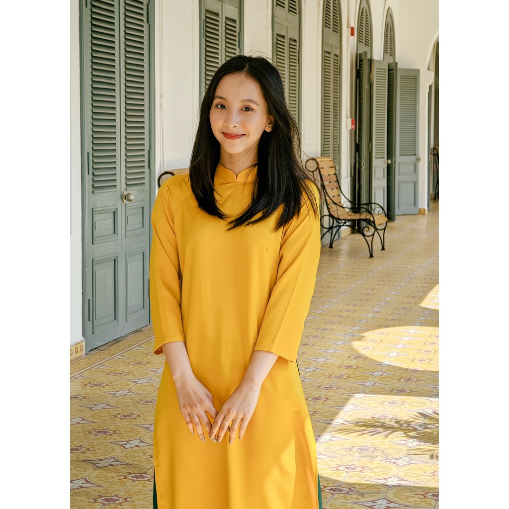 Set Áo dài Rosemary tây thi vàng đậm
