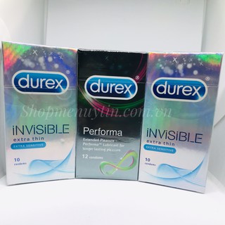 Bộ 3 hộp Bao cao su durex invisible 20 chiếc và 1 hộp performa 12 chiếc