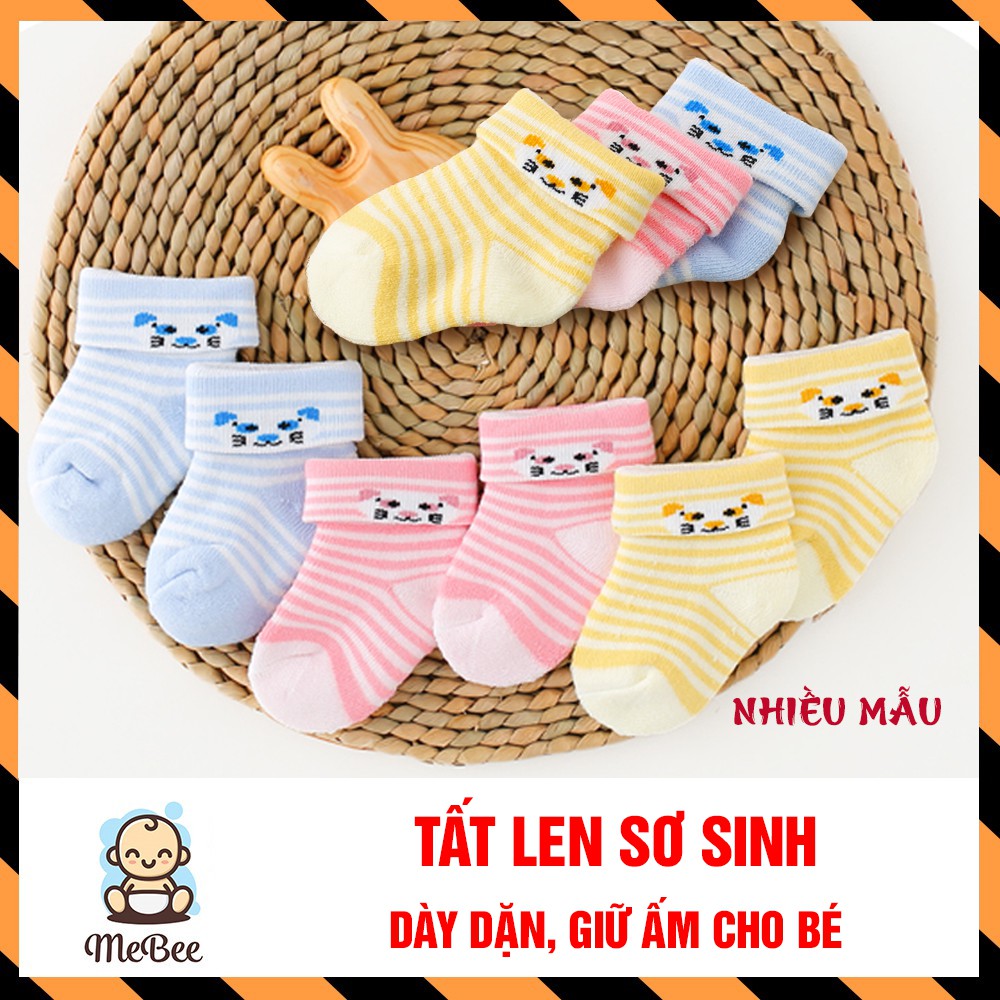 Set 2 Đôi Tất len sơ sinh cao cổ cho bé (0- 3 tháng)