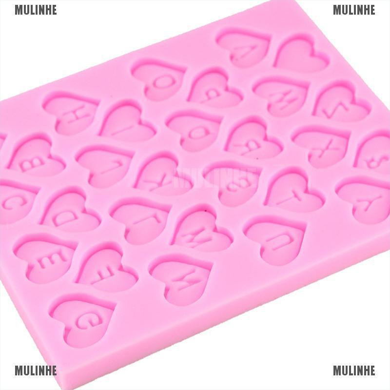 Khuôn Silicone Tạo Hình Chữ Cái / Trái Tim 3D Trang Trí Bánh Kem DIY