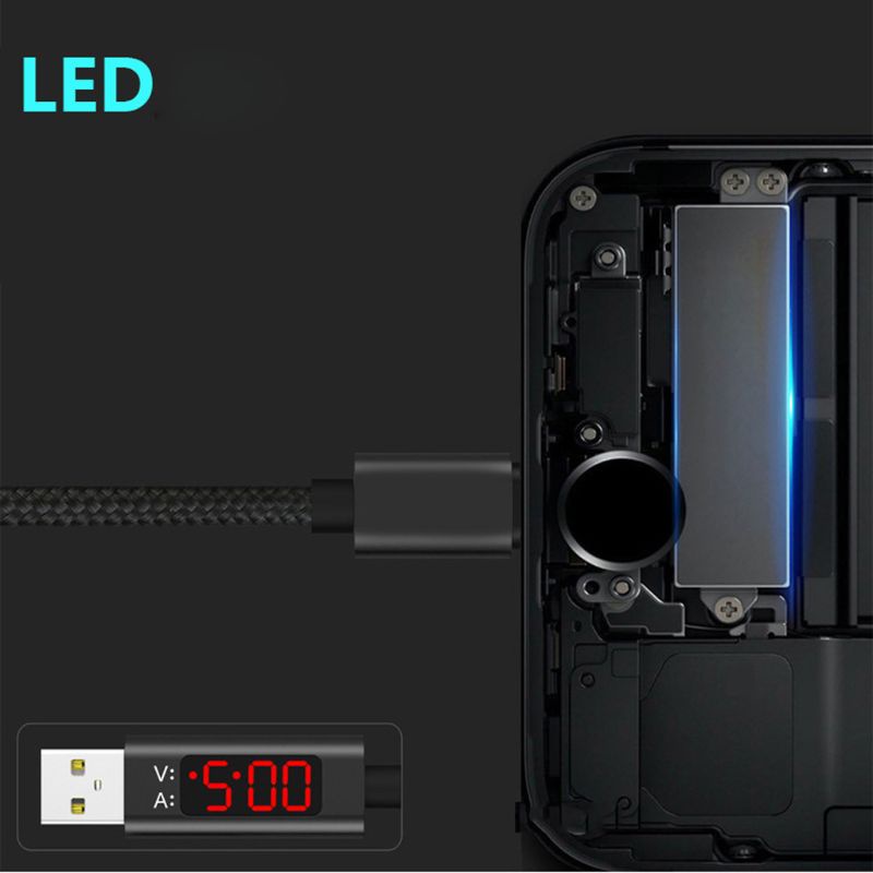 Dây Cáp Sạc Nhanh Iwon Usb C Có Màn Hình Led Hiển Thị Điện Áp Cho Samsung S10 S9 Note 9 Xiaomi 9 / 8 Huawei Oneplus