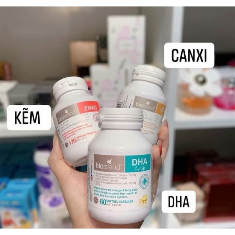 Combo sản phẩm cho bé DHA, kẽm, canximilk chính hãng BIOISLAND nội địa Úc