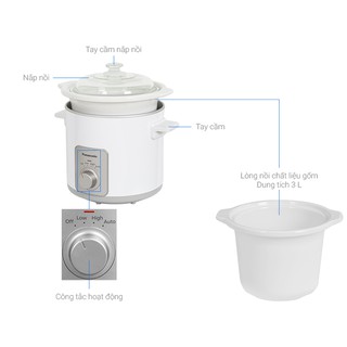 [NF-N30ASRA] [GIAN HÀNG UY TÍN] [HÀNG CHÍNH HÃNG] Nồi nấu chậm Panasonic 3 lít NF-N30ASRA