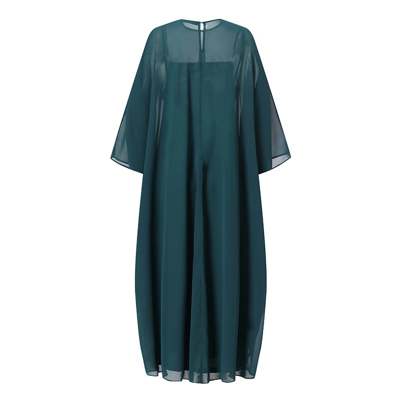 Đầm Maxi ZANZEA Hai Mảnh Cổ Tròn Màu Trơn Tay Dài Thời Trang Cho Nữ