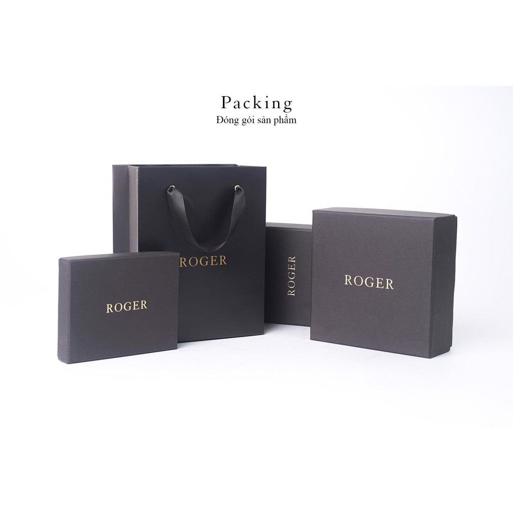 Thắt lưng nam da thật cao cấp hai mặt bản 3.2 cm Roger & Fank