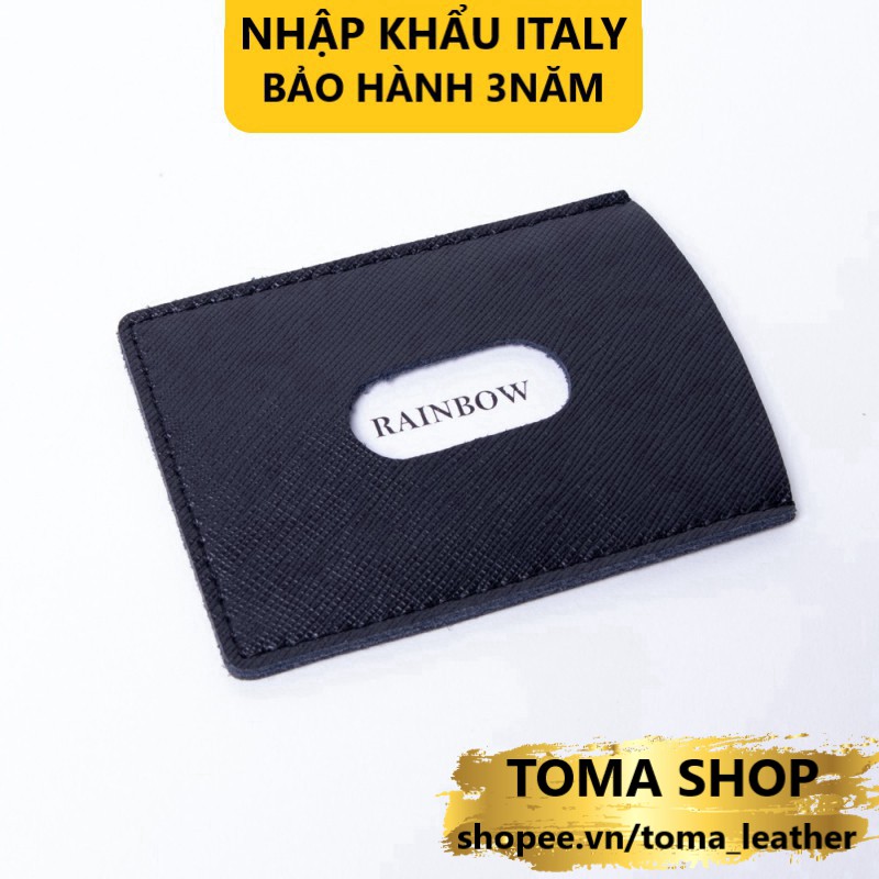 Ví đựng card một ngăn cao cấp da vân chống trầy, chống nước Rainbow CW003E BLK , nhỏ gọn tiện lợi