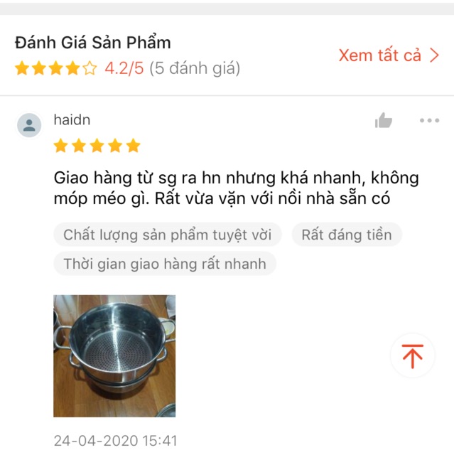 [ BẢO HÀNH 2 NĂM] Lồng xửng inox 430 size 24cm dùng để hấp xôi - hấp cá