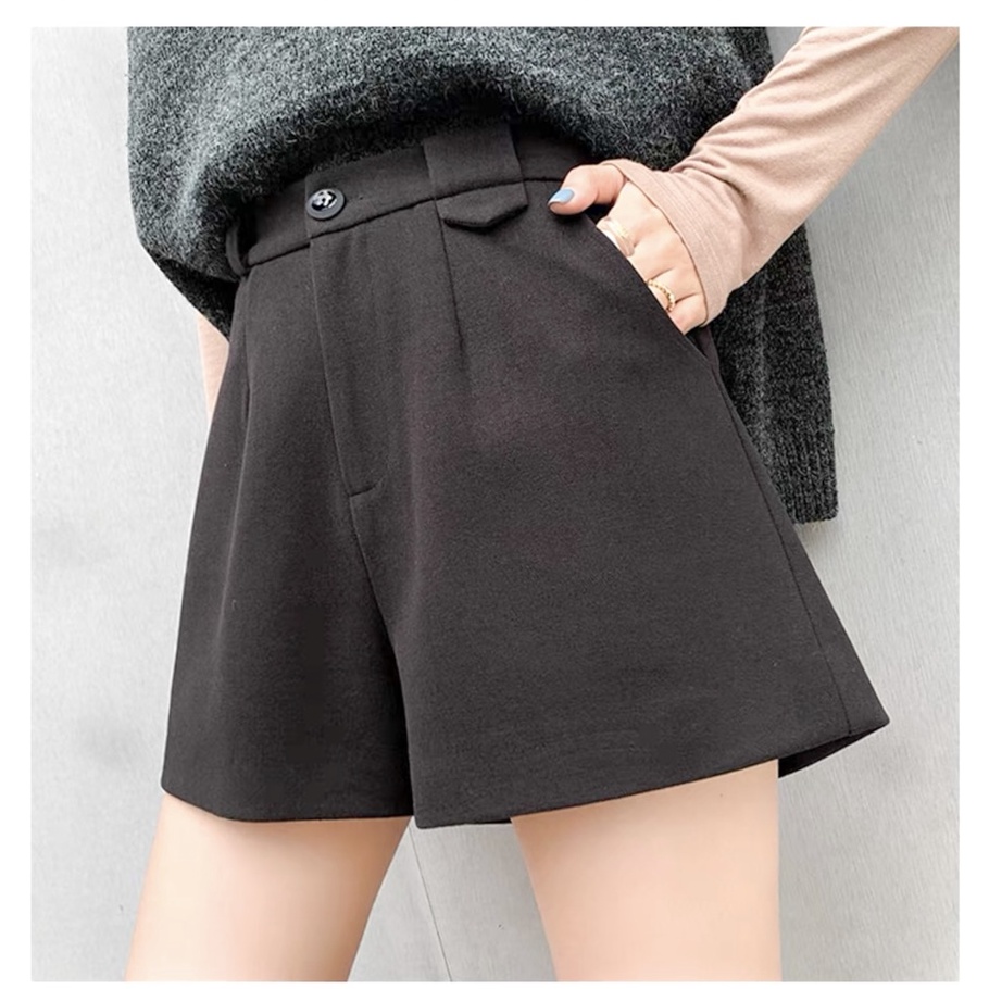 Quần short nữ lưng cao ống rộng lưng thun màu đen Merly Official - quần đùi sooc nữ ngắn bigsize | BigBuy360 - bigbuy360.vn