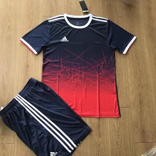 ( Thun thái ) Bộ quần áo bóng đá Adidas tím than - đỏ