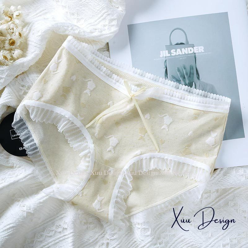 Quần lót Cotton nữ cao cấp họa tiết mèo dễ thương, chất liệu co dãn thấm hút thoáng khí - Wexuu Design QC85
