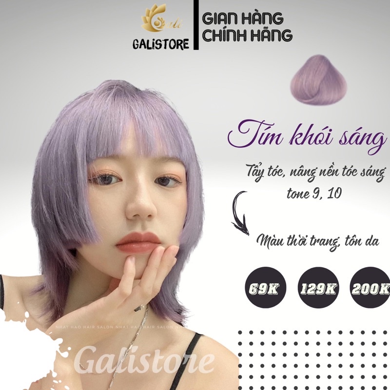 Thuốc nhuộm tóc Tím Khói Sáng cần Thuốc Tẩy Tóc tặng kèm oxy trợ nhuộm Galistore