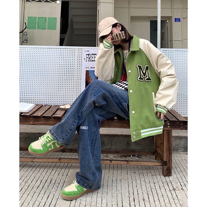 ❁☫Quần Jean Nữ Ống Rộng Lưng Cao Thêu Chữ Phong Cách Thu Đông Mới