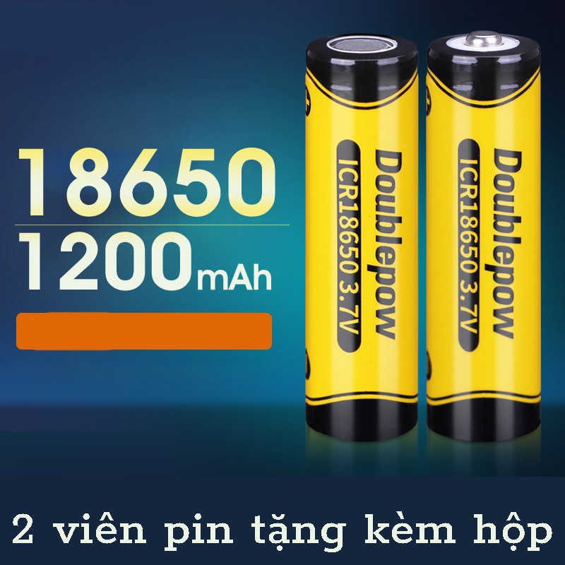 Pin sạc Doublepow 18650 3.7V 1200mAh chính hãng, dung lượng chuẩn dùng cho quạt MINI đèn pin tông đơ cắt tóc
