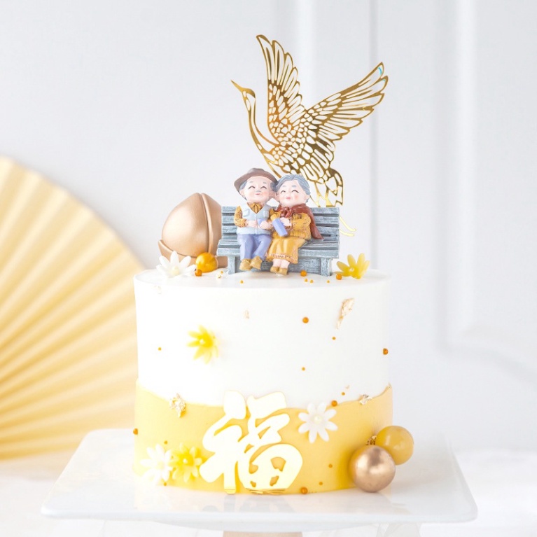 Tượng ông bà trang trí bánh kem bánh sinh nhật  [FREESHIP❤️] Cặp ông bà mùa đông trang trí