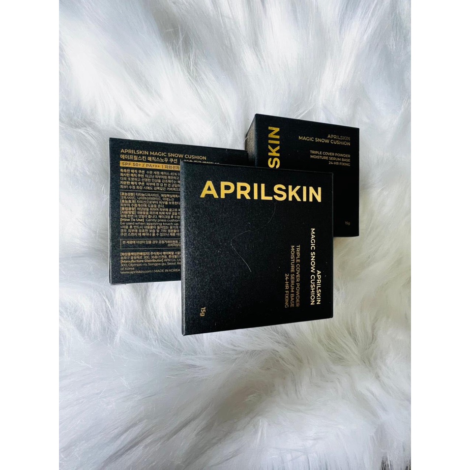 PHẤN NƯỚC MA THUẬT APRIL SKIN BLACK MAGIC SNOW CUSHION  15g