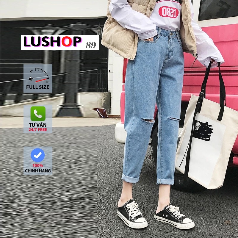 Quần jean baggy nữ quần bò nữ quần jeans nữ lưng cao cạp cao quần nữ đẹp 3 size S M L hot Lushop89 QT10 | BigBuy360 - bigbuy360.vn