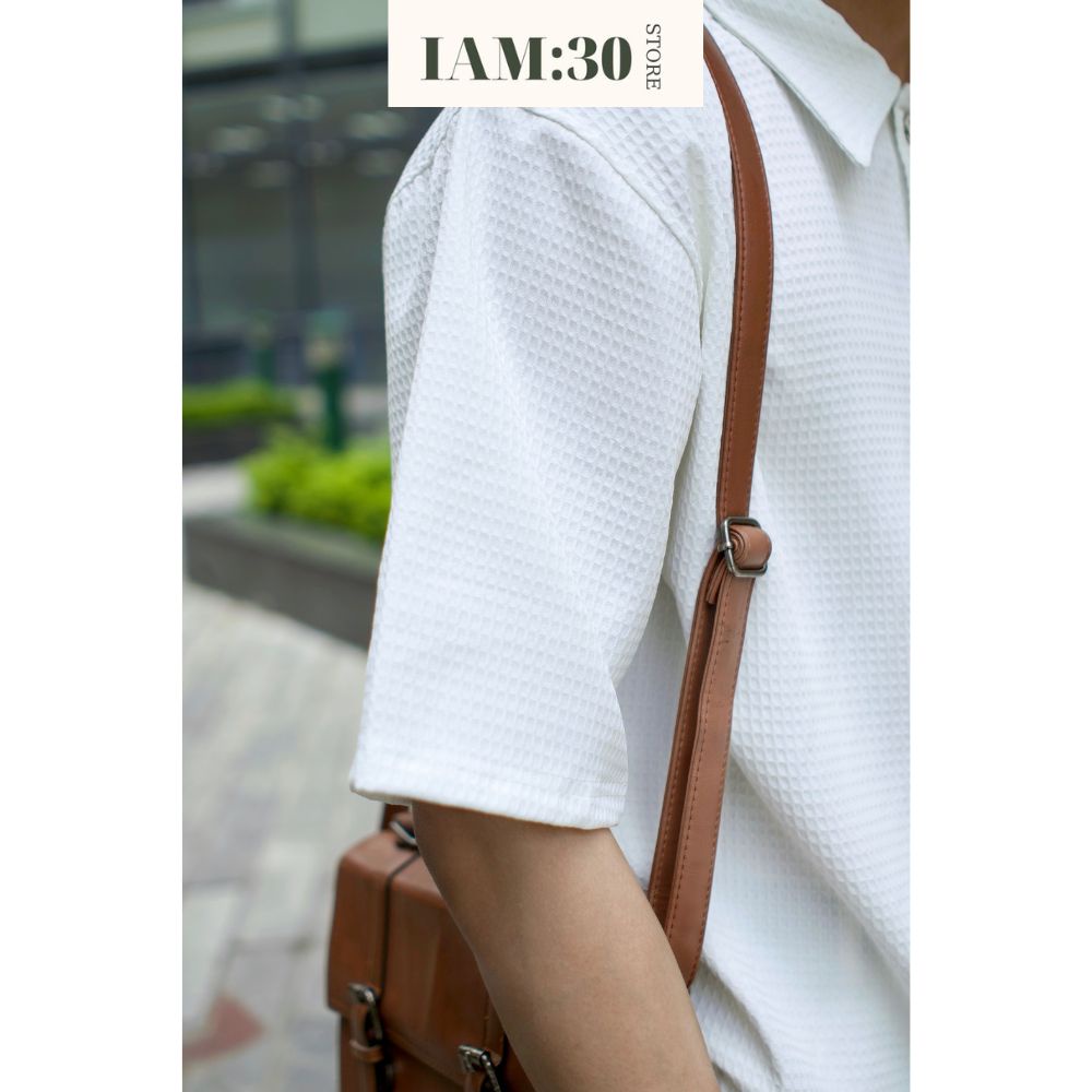 Áo polo form rộng nam IAM:30 Store tay lỡ Unisex basic trẻ trung thun tổ ong