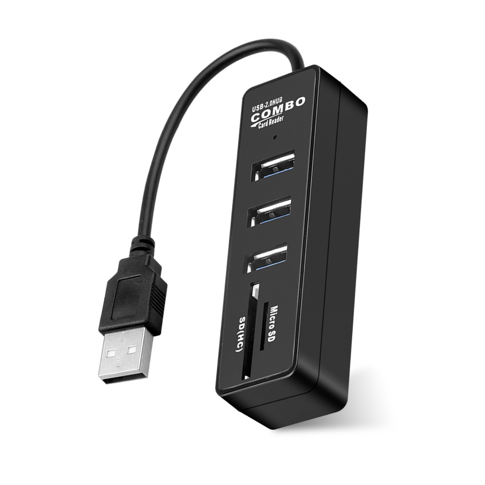 Bộ Chia 3 Cổng USB 2.0 KEBIDUMEI Đọc Thẻ Nhớ SD TF Cho Máy Tính Xách Tay