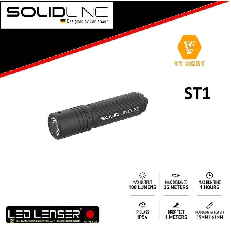 Đèn Pin LedLenser SolidLine ST1 100 lumens Chất lượng cao – Phù hợp túi tiền – Hàng CHÍNH HÃNG