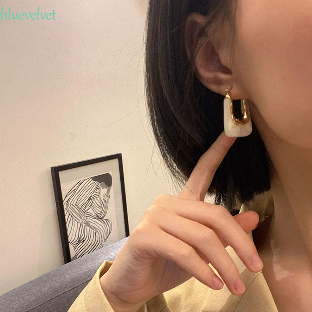 BLUEVELVET Fashion Dangle Earrings Simple Hammered Ring Earrings Hoop Earrings New Korean Resin Minimalist Irregular Geometric Street Style Ear Jewelry/Multicolor