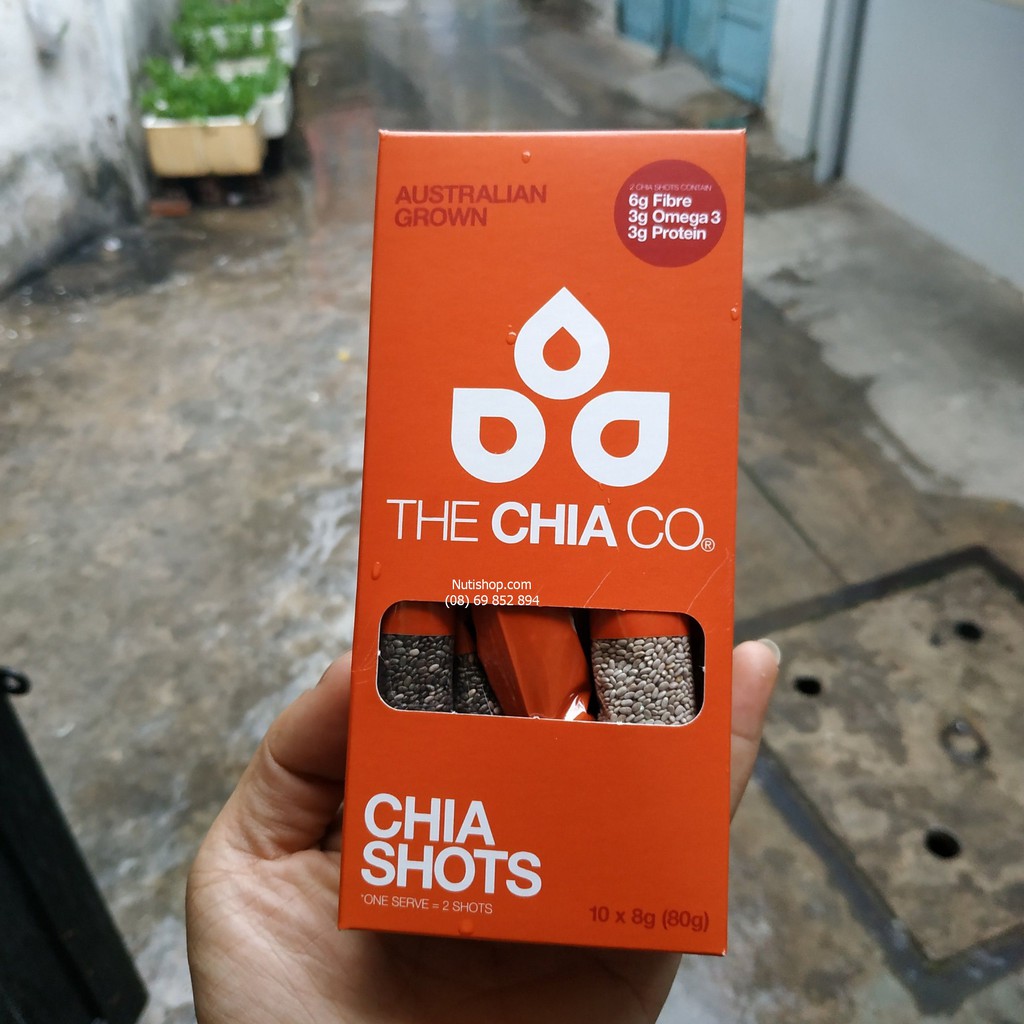 Hạt chia úc the chia co shots trắng và đen 8g x10 gói